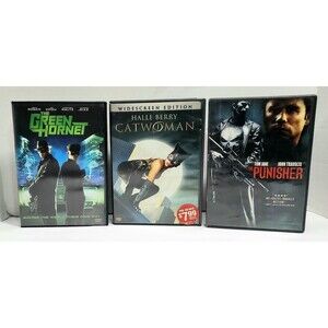 Catwoman Punisher Green Hornet DVD Lot Tested Superhero Action Set Bundle Pack